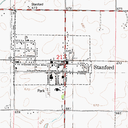 Topographic Map of Stanford Post Office, IL