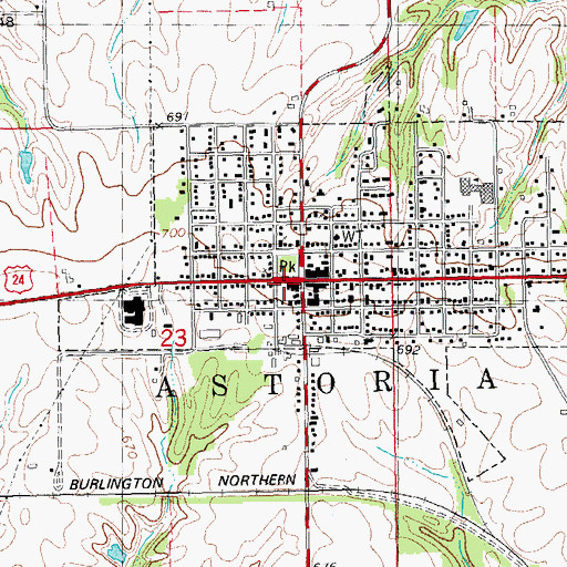 Topographic Map of Astoria Post Office, IL