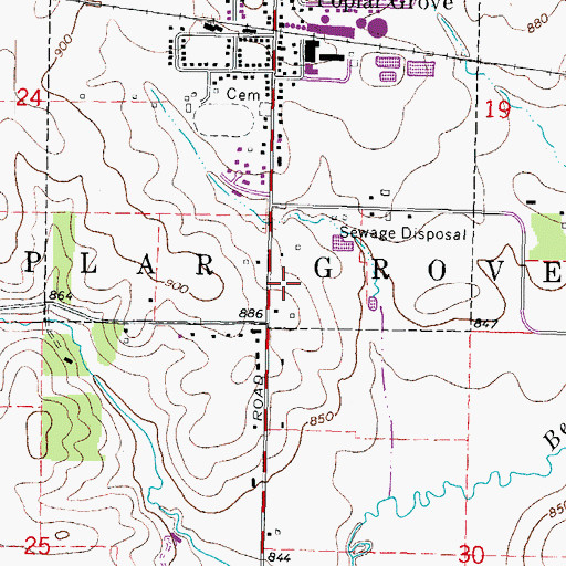 Topographic Map of Poplar Grove Post Office, IL