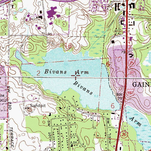 Topographic Map of Bivans Arm, FL