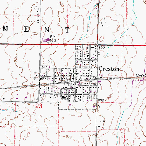 Topographic Map of Creston Post Office, IL