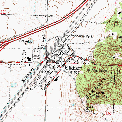 Topographic Map of Elkhart Post Office, IL