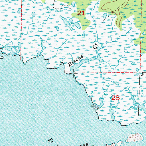 Topographic Map of Bivens Creek, FL
