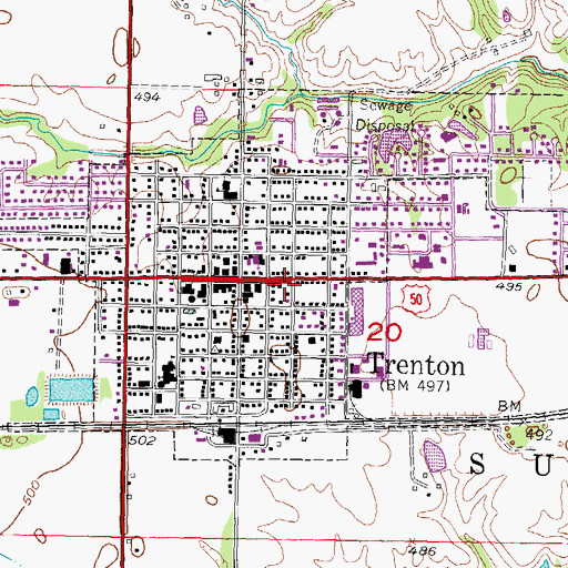 Topographic Map of Trenton Post Office, IL