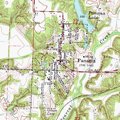 Topographic Map of Panama Post Office, IL