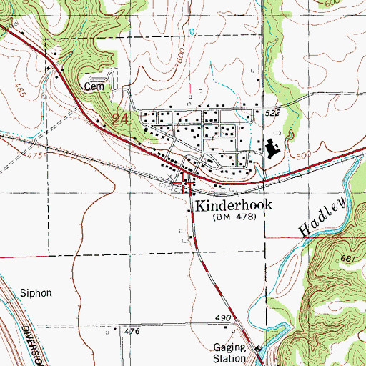 Topographic Map of Kinderhook Post Office, IL