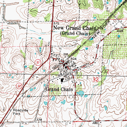 Topographic Map of Grand Chain Post Office, IL