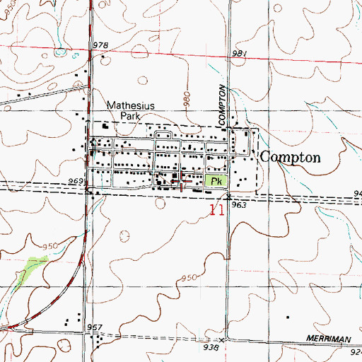 Topographic Map of Compton Post Office, IL
