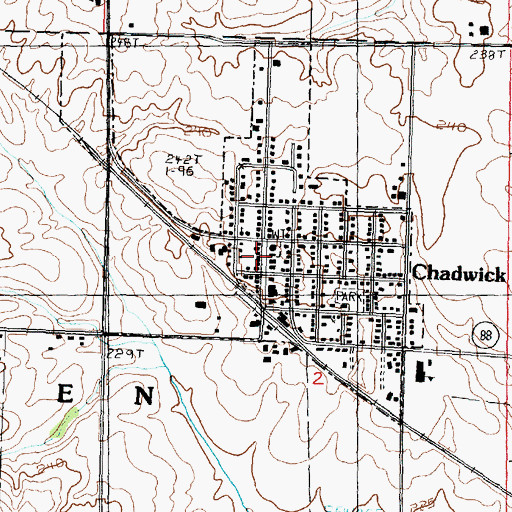 Topographic Map of Chadwick Post Office, IL