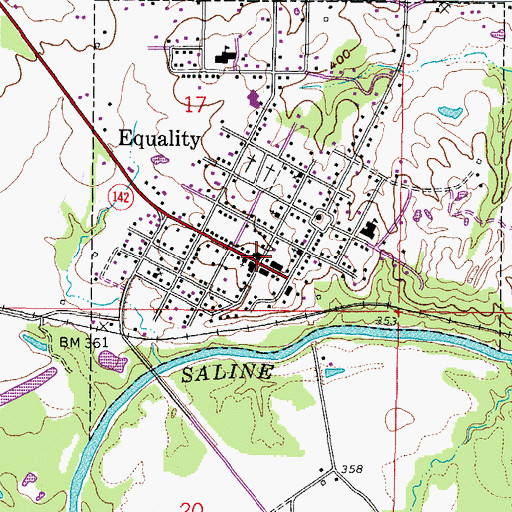 Topographic Map of Equality Post Office, IL