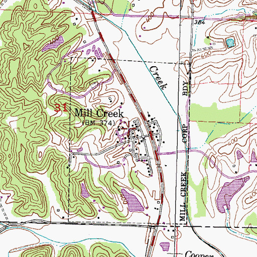 Topographic Map of Millcreek Post Office, IL