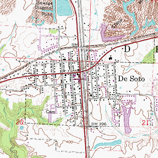 Topographic Map of De Soto Post Office, IL