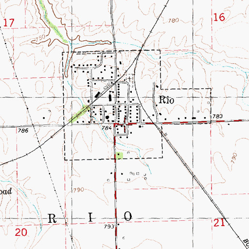 Topographic Map of Rio Post Office, IL