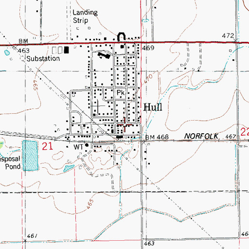 Topographic Map of Hull Post Office, IL