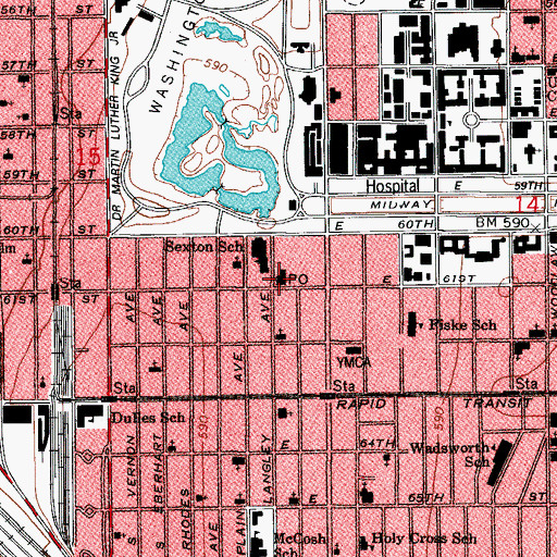 Topographic Map of Jackson Park Post Office, IL