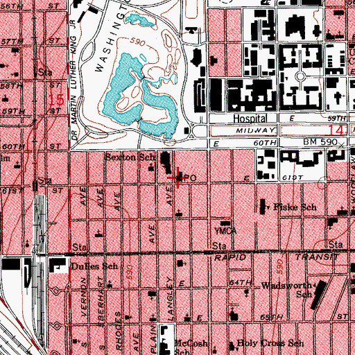 Topographic Map of Jackson Park Post Office, IL