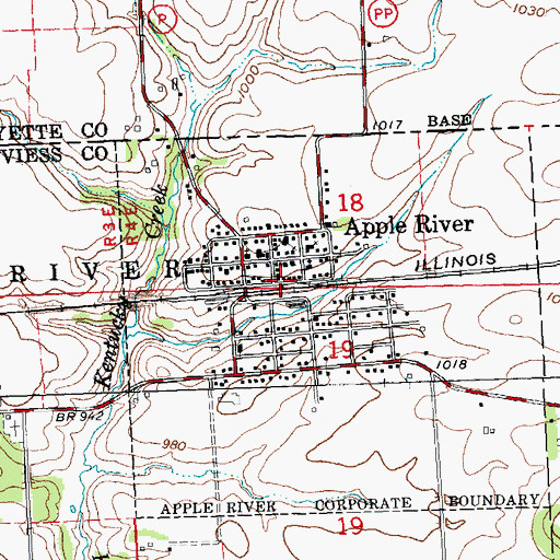 Topographic Map of Apple River Post Office, IL