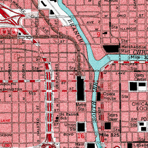 Topographic Map of Haymarket Post Office, IL