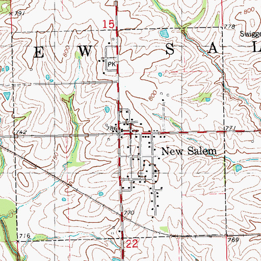 Topographic Map of New Salem Post Office, IL