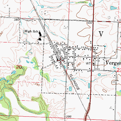 Topographic Map of Vergennes Post Office, IL