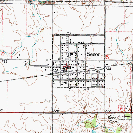 Topographic Map of Secor Post Office, IL