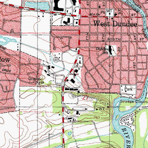 Topographic Map of Dundee Post Office, IL