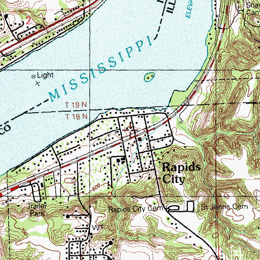 Topographic Map of Rapids City Post Office, IL