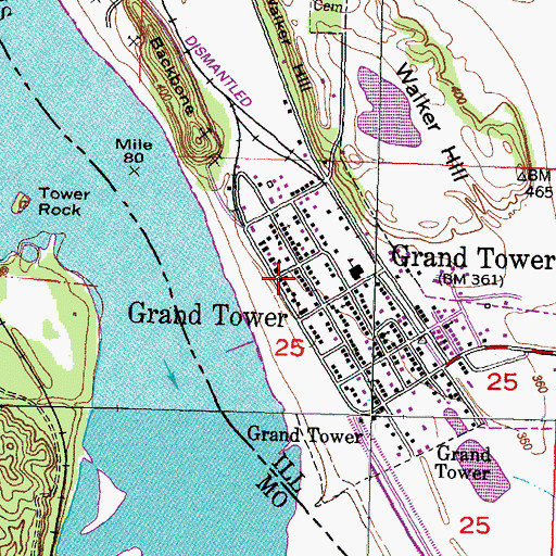 Topographic Map of Grand Tower Post Office, IL