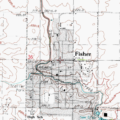 Topographic Map of Fisher Post Office, IL