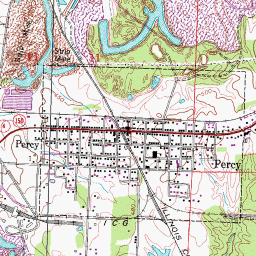 Topographic Map of Percy Post Office, IL