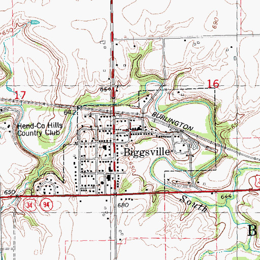 Topographic Map of Biggsville Post Office, IL