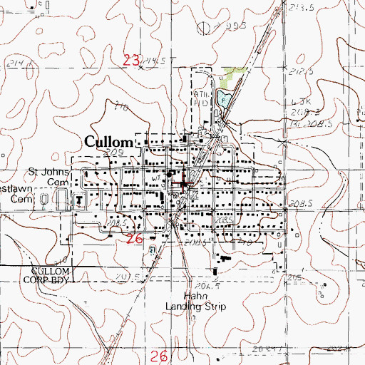 Topographic Map of Cullom Post Office, IL