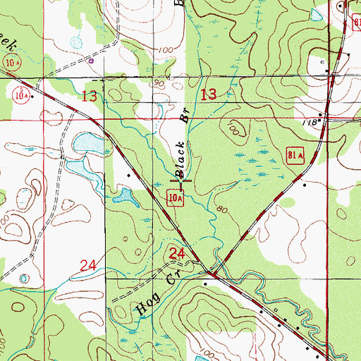 Topographic Map of Black Branch, FL