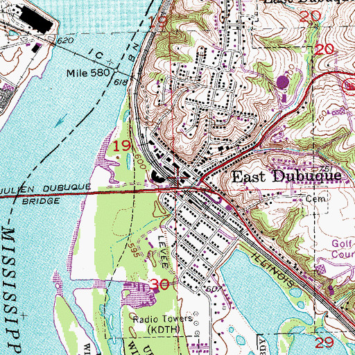 Topographic Map of East Dubuque Post Office, IL
