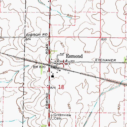 Topographic Map of Esmond Post Office, IL