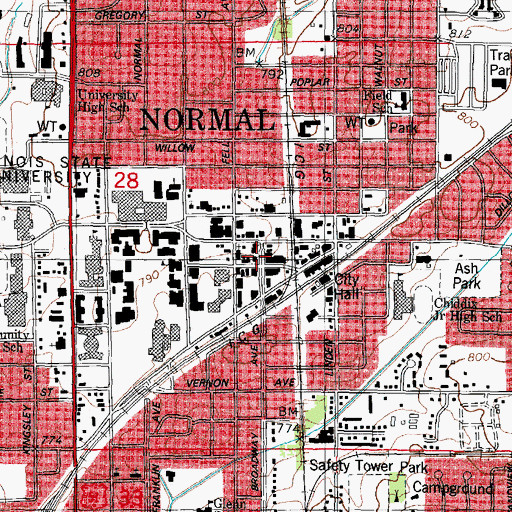 Topographic Map of Normal Post Office, IL