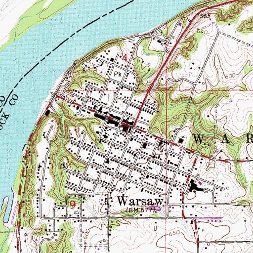 Topographic Map of Warsaw Post Office, IL