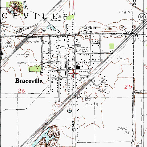 Topographic Map of Braceville Post Office, IL