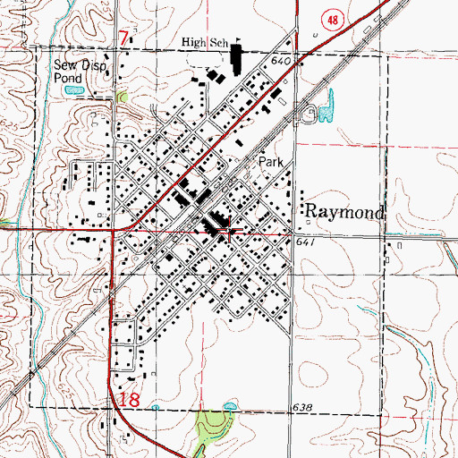Topographic Map of Raymond Post Office, IL