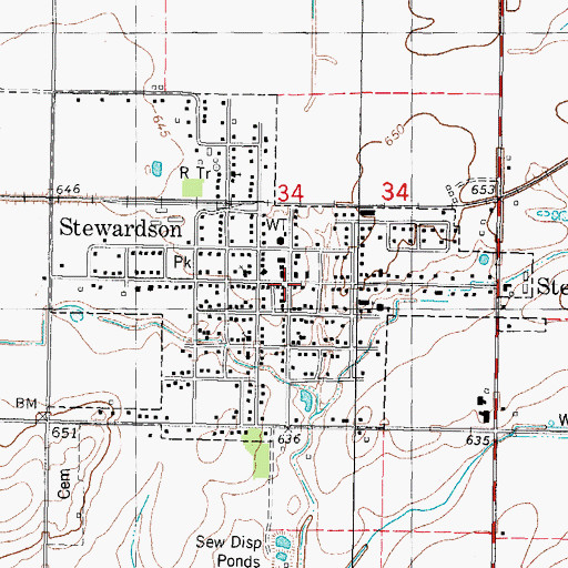 Topographic Map of Stewardson Post Office, IL