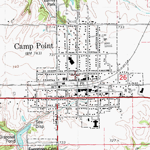 Topographic Map of Camp Point Post Office, IL