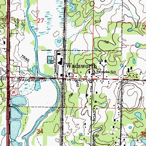 Topographic Map of Wadsworth Post Office, IL
