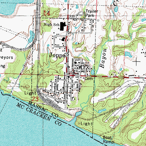 Topographic Map of Joppa Post Office, IL