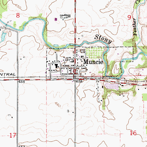 Topographic Map of Muncie Post Office, IL