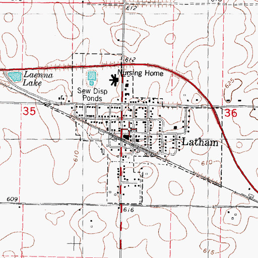 Topographic Map of Latham Post Office, IL