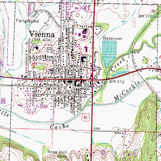 Topographic Map of Vienna Post Office, IL