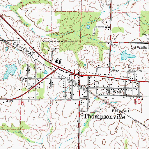 Topographic Map of Thompsonville Post Office, IL