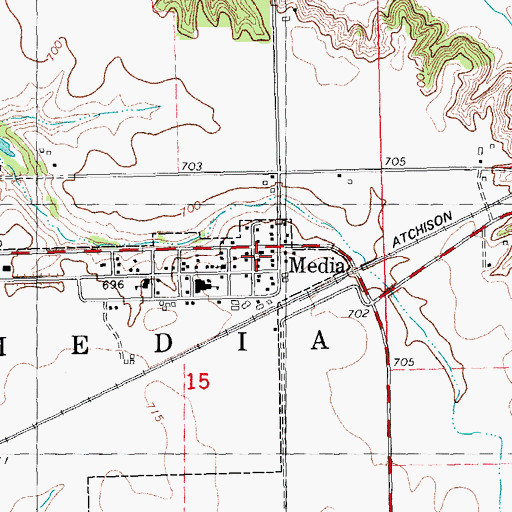 Topographic Map of Media Post Office, IL