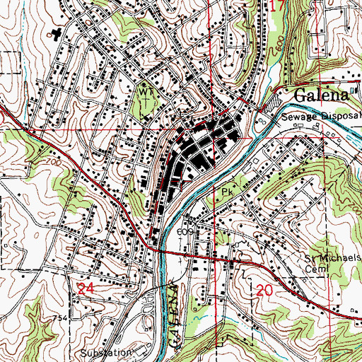 Topographic Map of Galena Post Office, IL