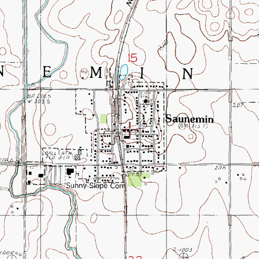 Topographic Map of Saunemin Post Office, IL